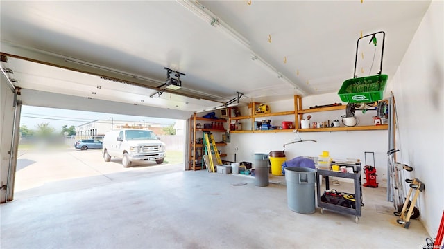 garage with a garage door opener