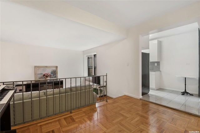 interior space featuring light parquet flooring