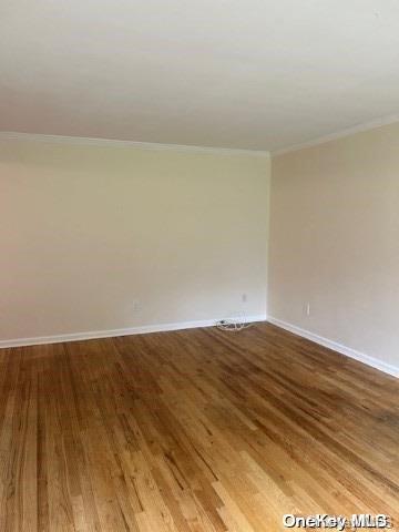 spare room featuring crown molding and hardwood / wood-style flooring