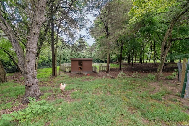 view of yard featuring an outbuilding