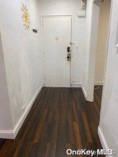 hall with dark wood-type flooring