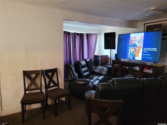 living room with carpet floors