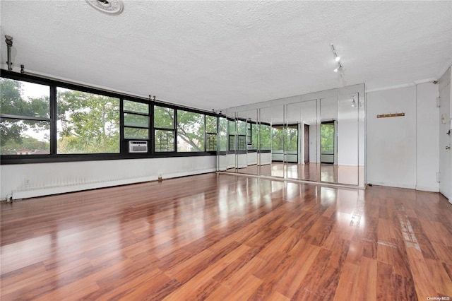 empty room featuring hardwood / wood-style flooring, a healthy amount of sunlight, and a textured ceiling