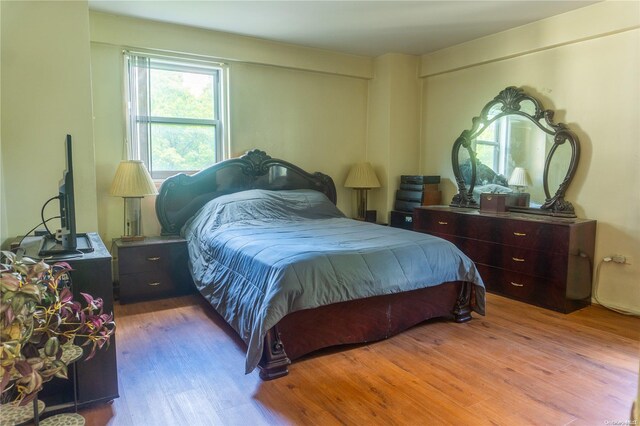 bedroom with light hardwood / wood-style floors