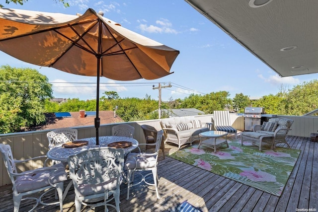 216 Broadway, Saltaire, NY 11706 - wooden terrace featuring outdoor dining area, area for grilling, and outdoor lounge area