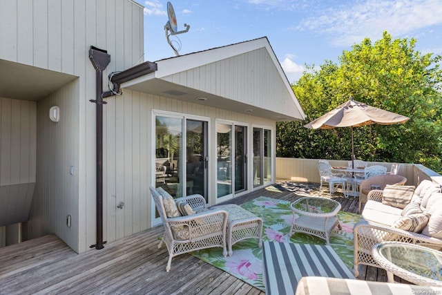 216 Broadway, Saltaire, NY 11706 - wooden terrace featuring outdoor lounge area and outdoor dining space
