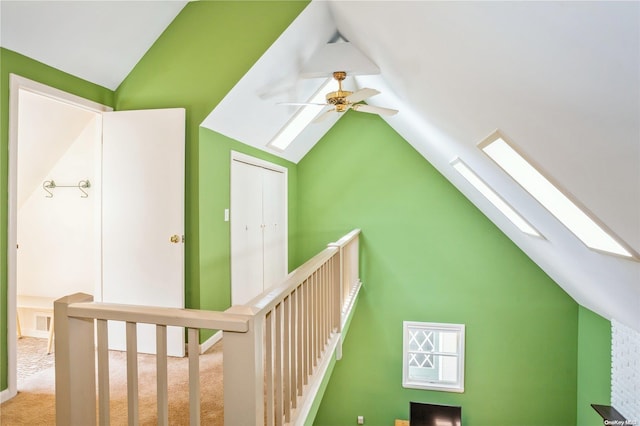 bonus room featuring carpet flooring, ceiling fan, and lofted ceiling