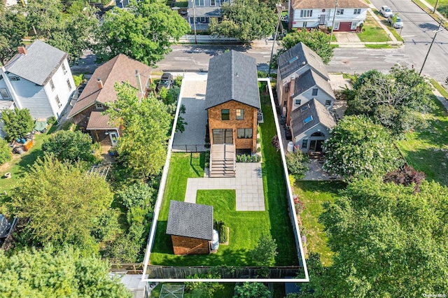 216 N St, Greenport, NY 11944 - aerial perspective of suburban area featuring property boundaries highlighted