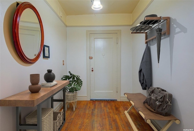 interior space featuring dark wood-type flooring