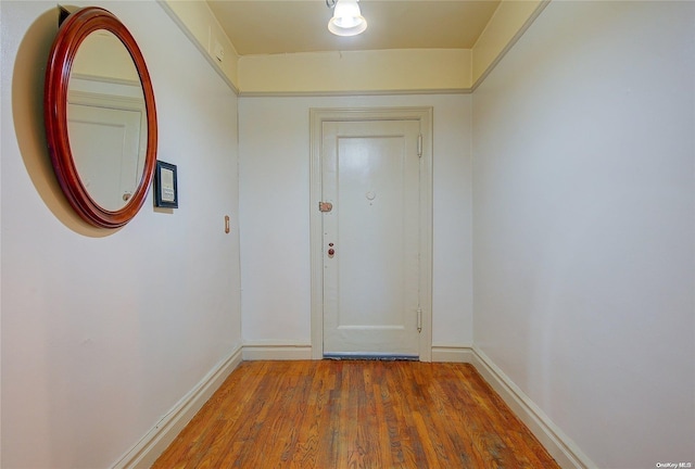 doorway featuring wood-type flooring