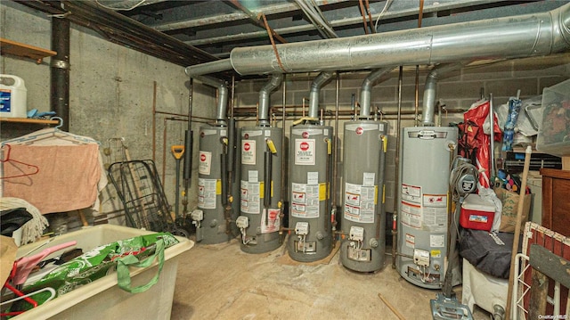 utilities featuring gas water heater