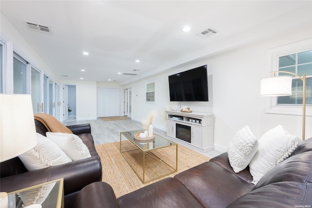 living room featuring light hardwood / wood-style floors