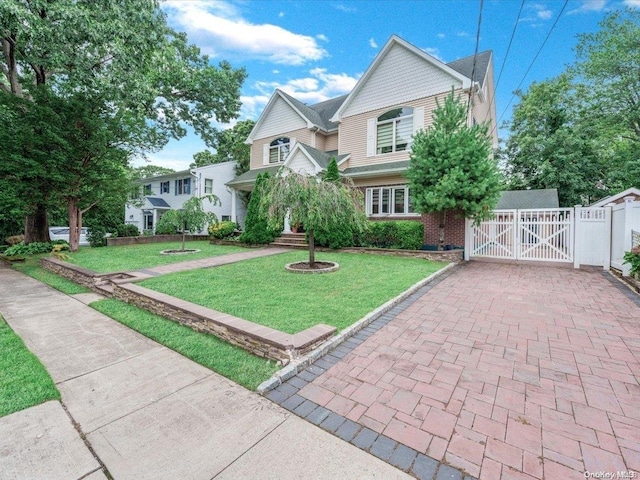 view of front of house with a front lawn