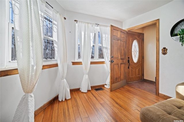 entryway with a healthy amount of sunlight and wood-type flooring