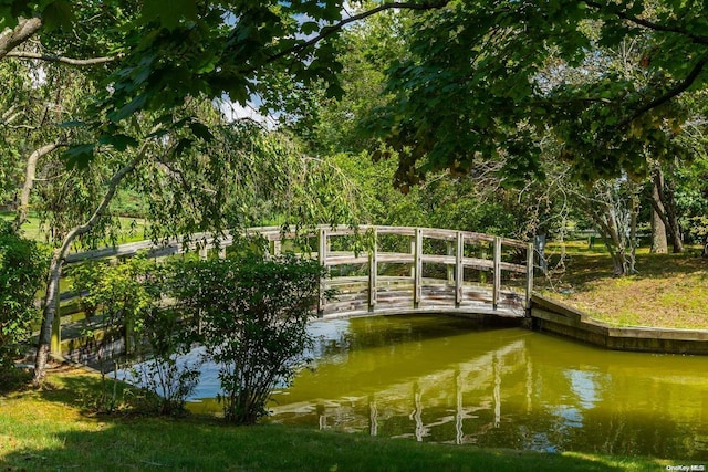 view of dock featuring a water view