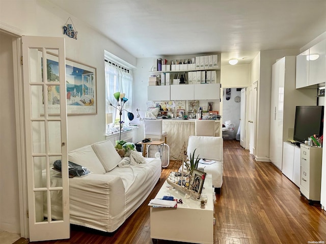 living room featuring dark hardwood / wood-style flooring