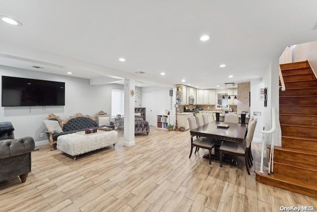 living room featuring light hardwood / wood-style floors