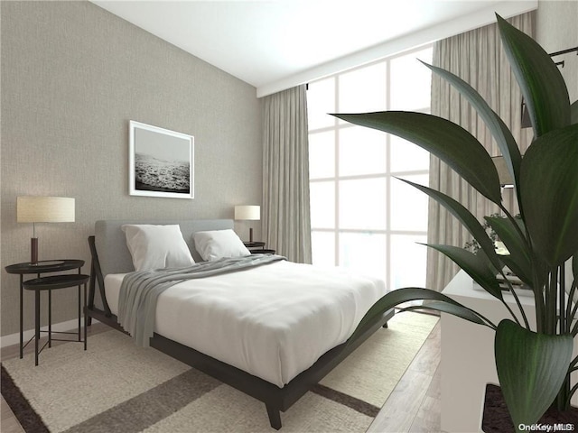 bedroom featuring light hardwood / wood-style flooring