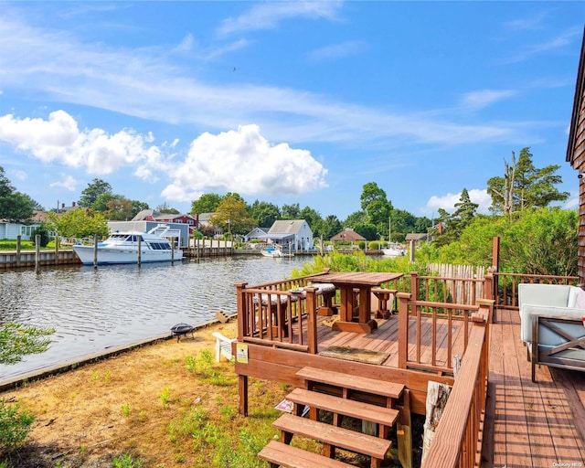 deck with a water view