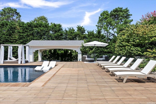 view of pool featuring a deck