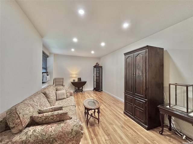 living room with light wood-type flooring