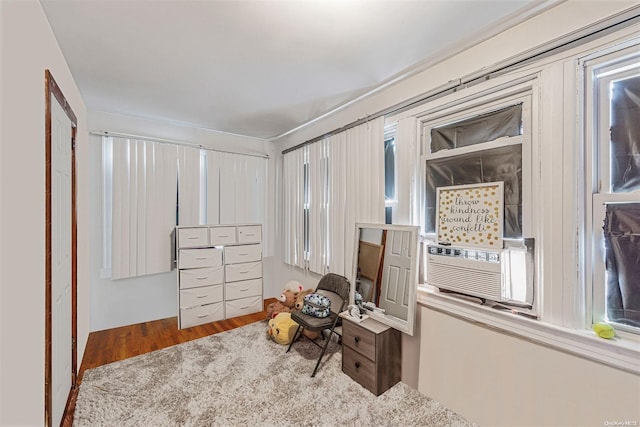 sitting room with hardwood / wood-style floors