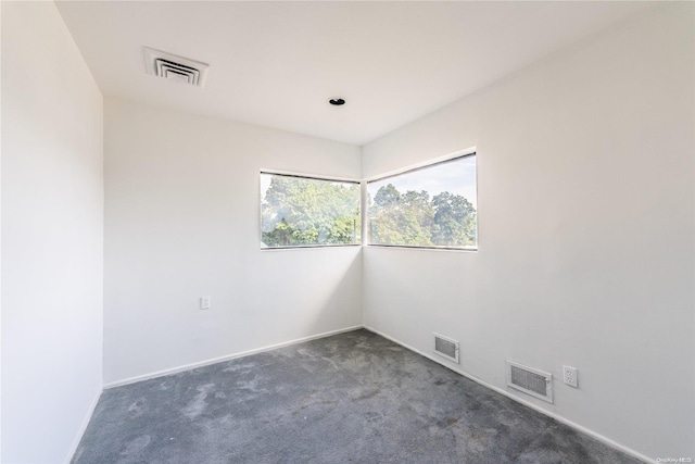 empty room with dark colored carpet