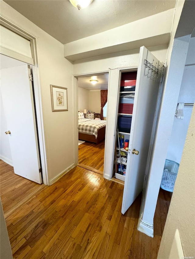 hallway with dark wood-type flooring