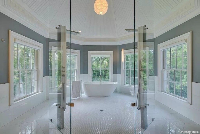 unfurnished sunroom featuring french doors