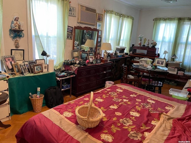 bedroom with a wall unit AC