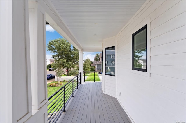 deck featuring a lawn