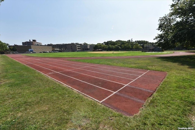 view of community featuring a lawn