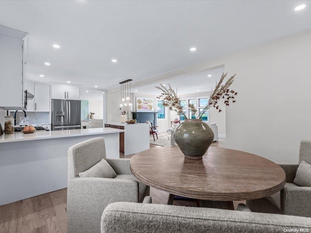 dining room featuring light hardwood / wood-style floors