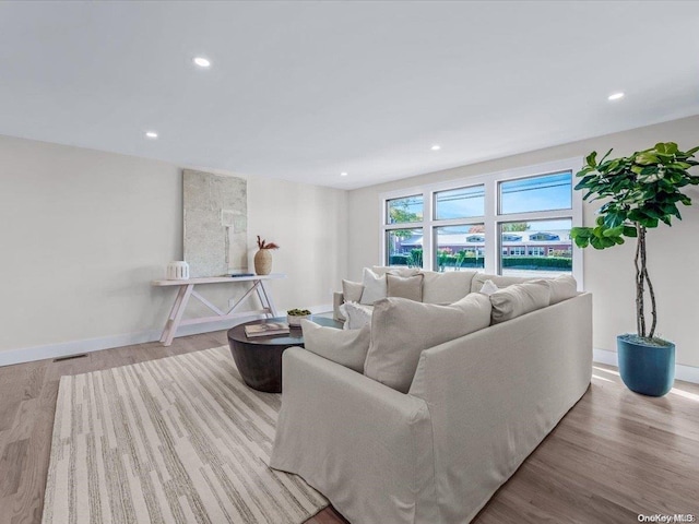 living room featuring light wood-type flooring