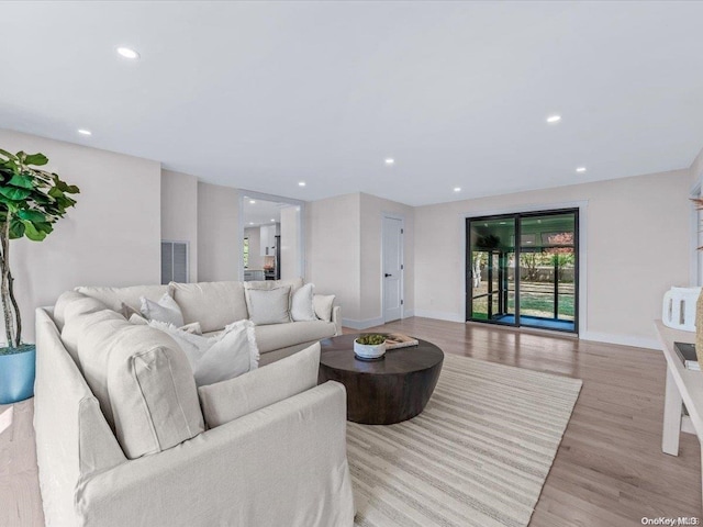 living room featuring light hardwood / wood-style floors