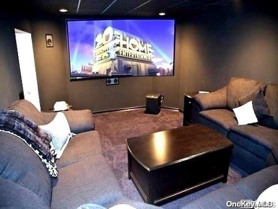 view of carpeted home theater