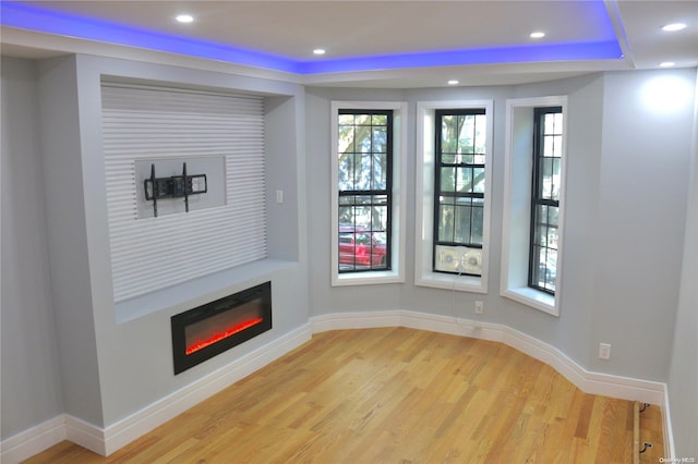 unfurnished living room featuring light hardwood / wood-style flooring