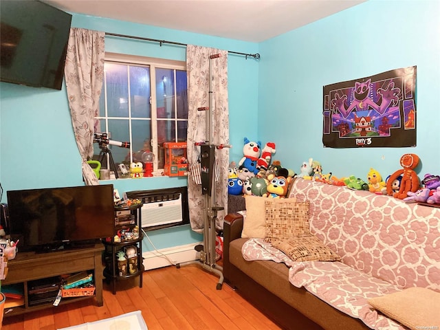 bedroom with hardwood / wood-style floors