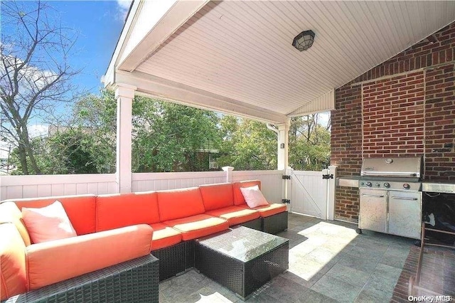 view of patio featuring an outdoor hangout area and grilling area