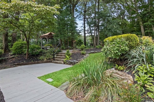 view of yard with a gazebo