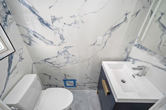 22 Solar Ln, Searingtown, NY 11507 - bathroom with vanity, tile walls, and toilet