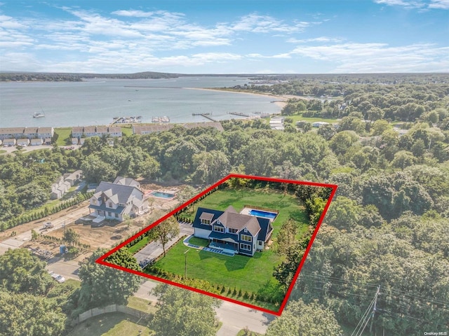 2060 Shipyard Ln, East Marion, NY 11939 - aerial view of property's location featuring a large body of water and property boundaries highlighted