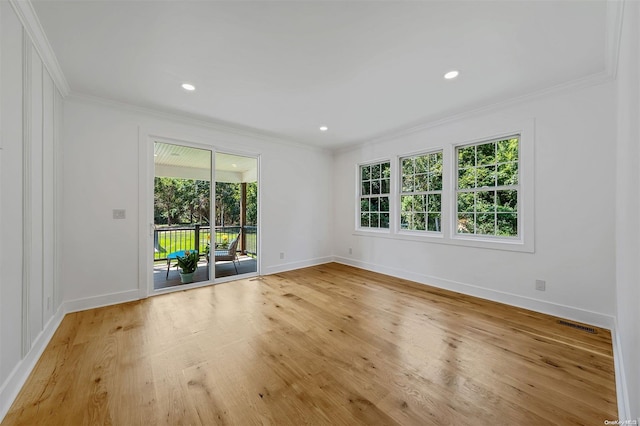 2060 Shipyard Ln, East Marion, NY 11939 - unfurnished room featuring crown molding, light wood-type flooring, baseboards, and recessed lighting