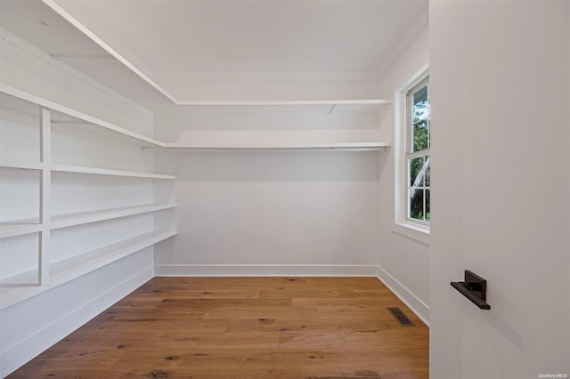 spacious closet with hardwood / wood-style flooring