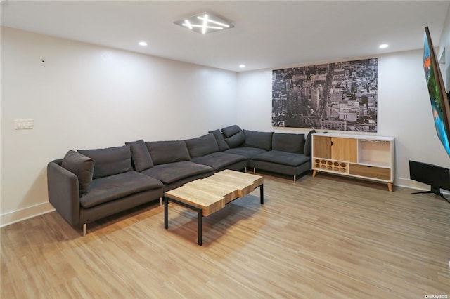 living room with hardwood / wood-style flooring