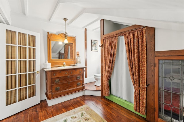 interior space featuring dark hardwood / wood-style floors and sink