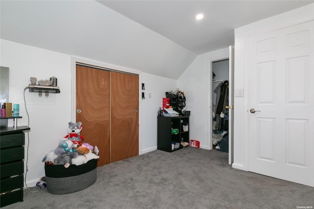 interior space featuring vaulted ceiling