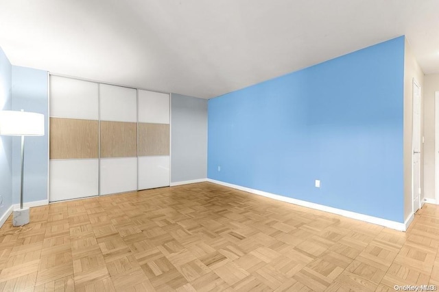 interior space with light parquet flooring