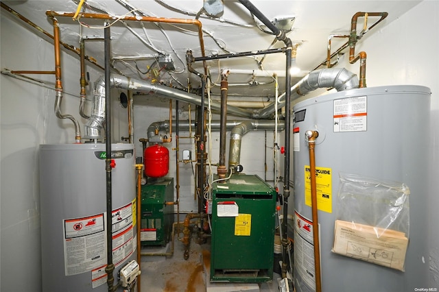 utility room featuring gas water heater