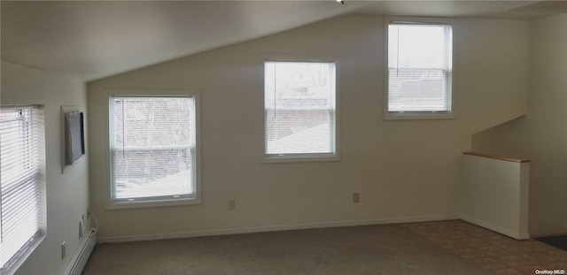 additional living space featuring lofted ceiling, carpet floors, and a wealth of natural light